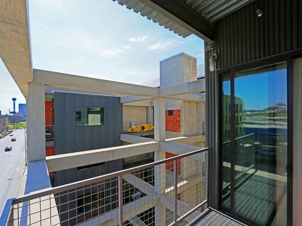 Balcony with city view at 1221 Broadway Lofts, San Antonio, TX, 78215