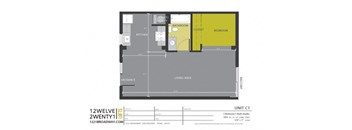 a floor plan of a unit with a bedroom and a bathroom