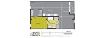 a floor plan of a unit with a bedroom and a bathroom