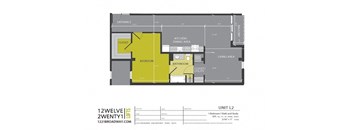 a floor plan of a unit with a yellow and gray floor