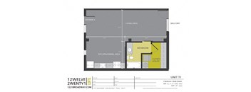a floor plan of a unit with a bedroom and a bathroom