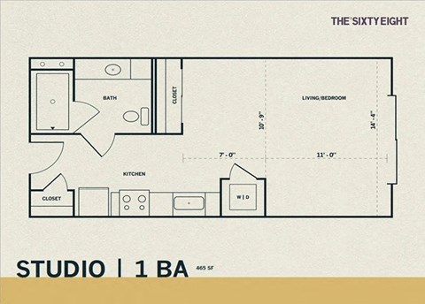 the floor plan of studio 1 1 ba