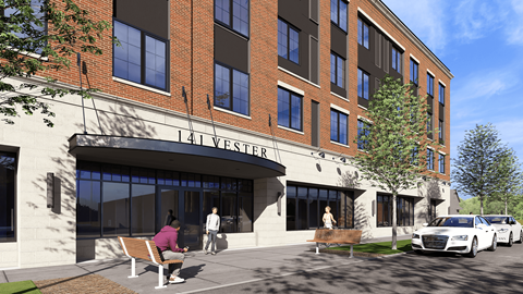 A rendering of a building with the name 141 Westerly on it.