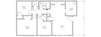 A black and white image of a floor plan for a house.