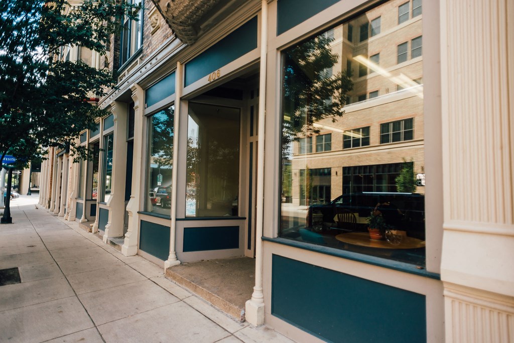 front entrance to historic apartment building