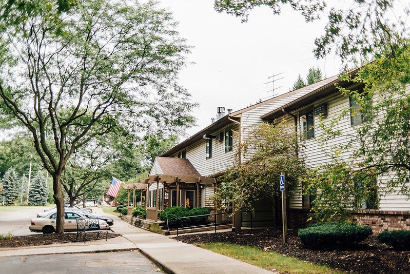 Exterior entrance to apartment community
