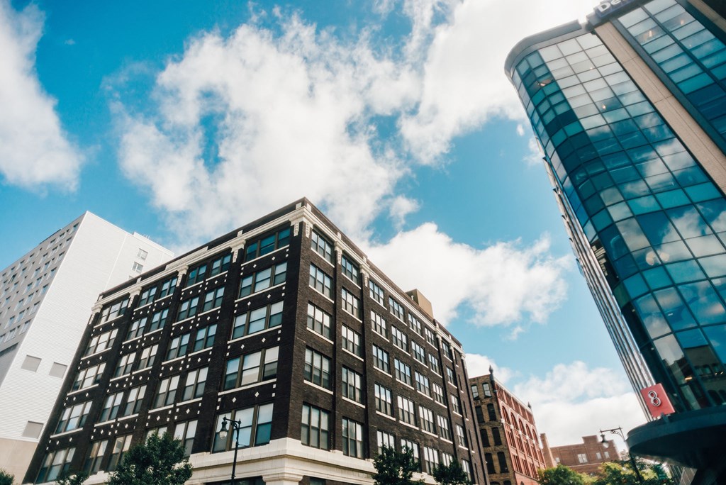 Exterior of historic apartment building