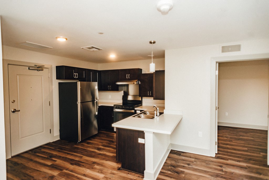 open plan apartment kitchen