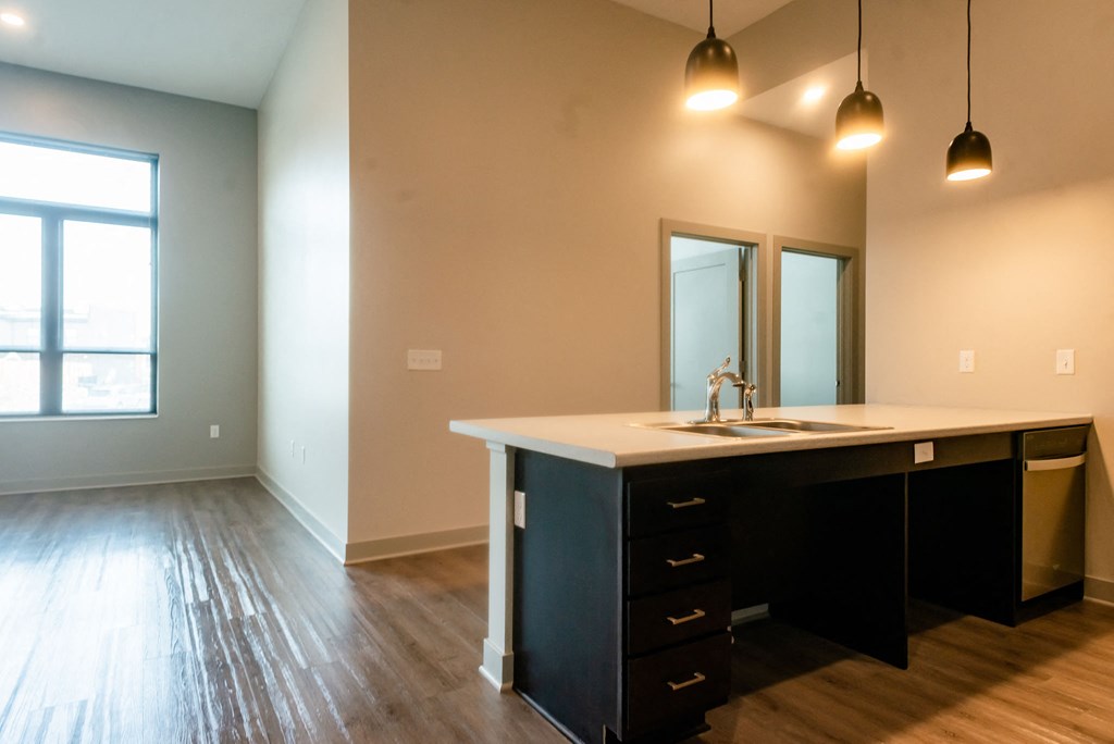 Modern kitchen and living area