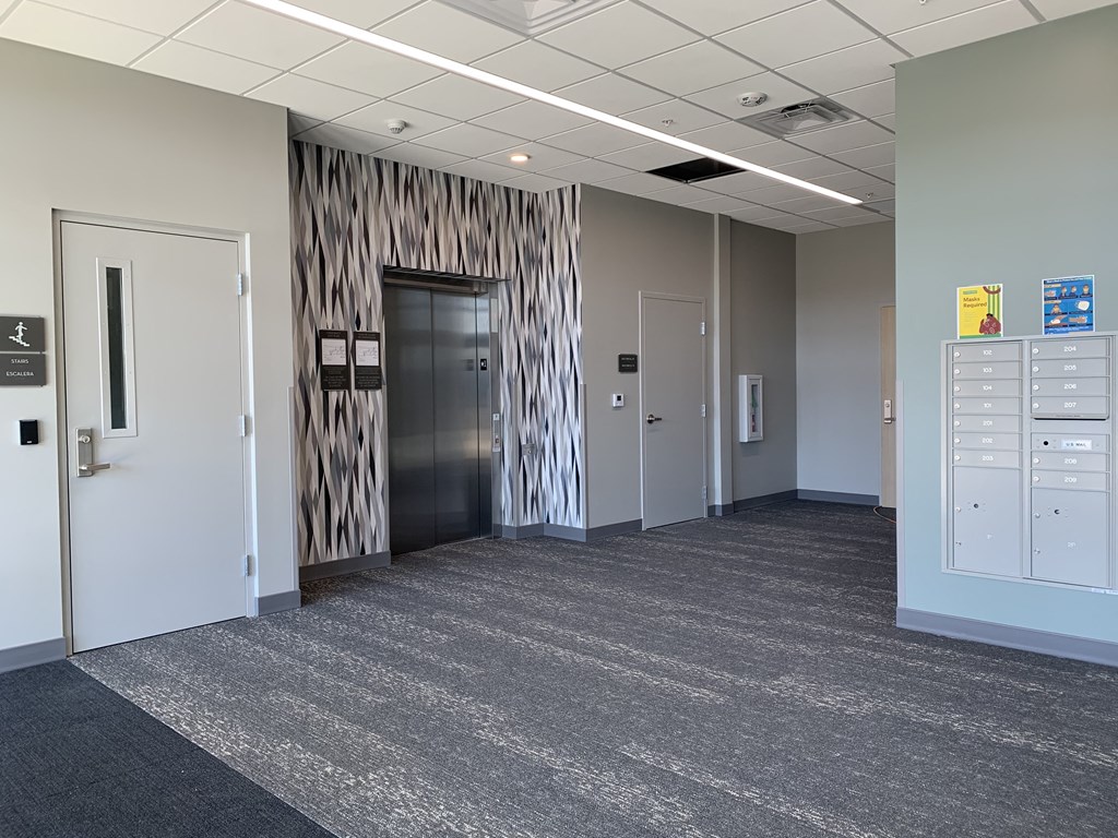 elevator entrance to apartment building