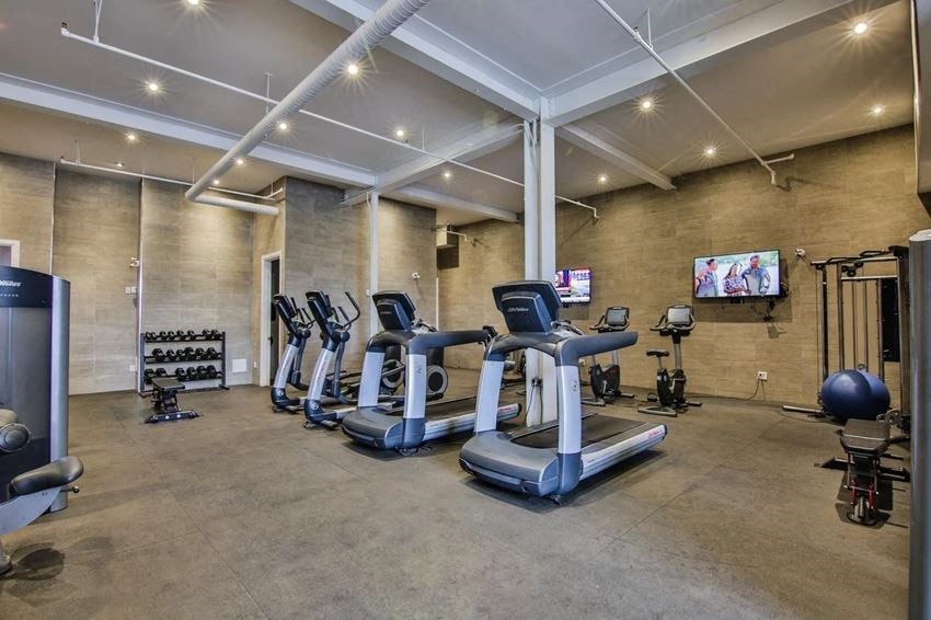 the gym is equipped with state of the art cardio equipment and televisions