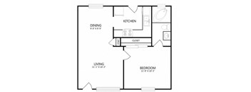 a floor plan of a house with a bedroom and a living room