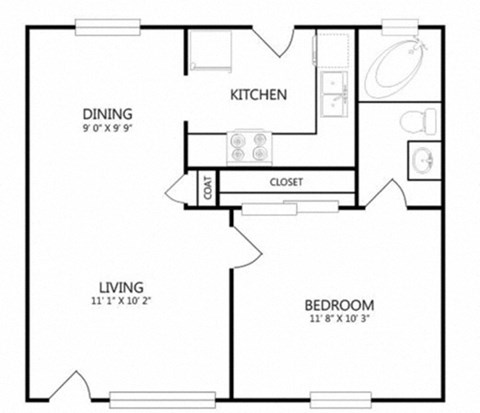 a floor plan of a house with a bedroom and a living room