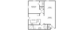 a floor plan of a house with a bedroom and a living room