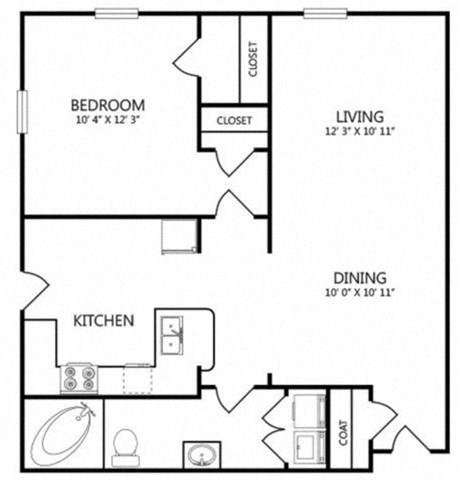 a floor plan of a house with a bedroom and a living room