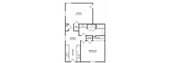 a floor plan of a small house with a bedroom and a living room