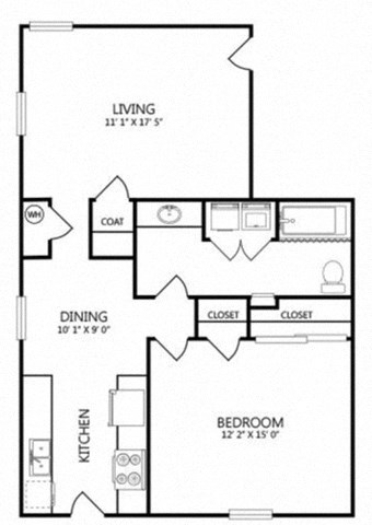 a floor plan of a small house with a bedroom and a living room