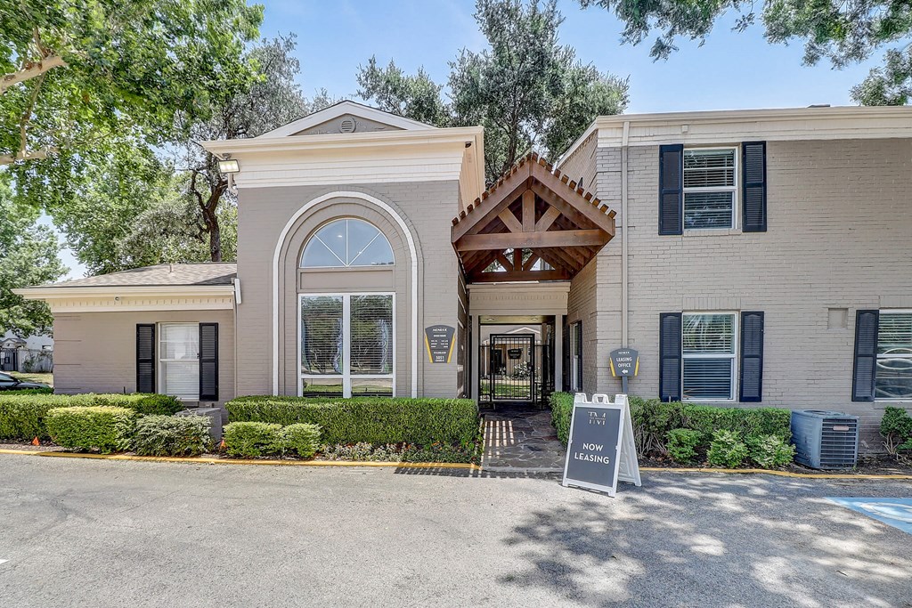 a building with a sign in front of it