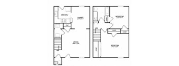the second floor plan of a house with two floors and a garage