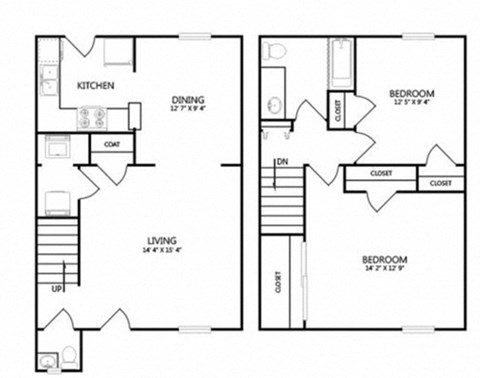 the second floor plan of a house with two floors and a garage