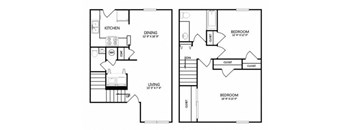 the second floor plan of a house with two floors and a staircase