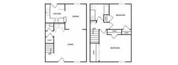 a diagram of the floor plan of a house with two different floors
