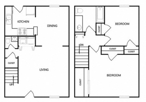 a diagram of the floor plan of a house with two different floors