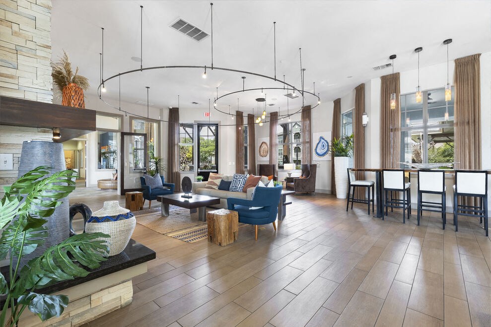 the lobby at the bradley braddock road station apartments