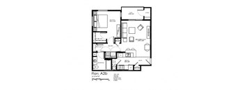 A black and white image of a floor plan labeled "Plan: A2b".