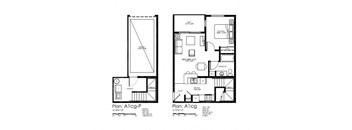 A floor plan of a residential property is shown with two different layouts.