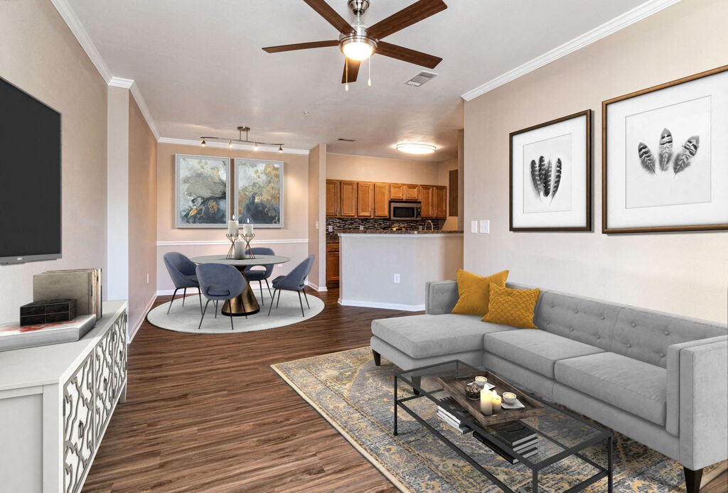 Living Room With Dining Area at Tradition at Stonewater, Cary, NC