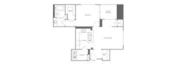 A floor plan of a home with a laundry room and a pantry.