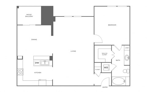 A floor plan of a house with a kitchen, living room, dining room, and bedrooms.