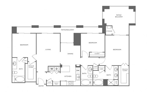 A floor plan of a house with labeled rooms such as bedroom, living room, and kitchen.