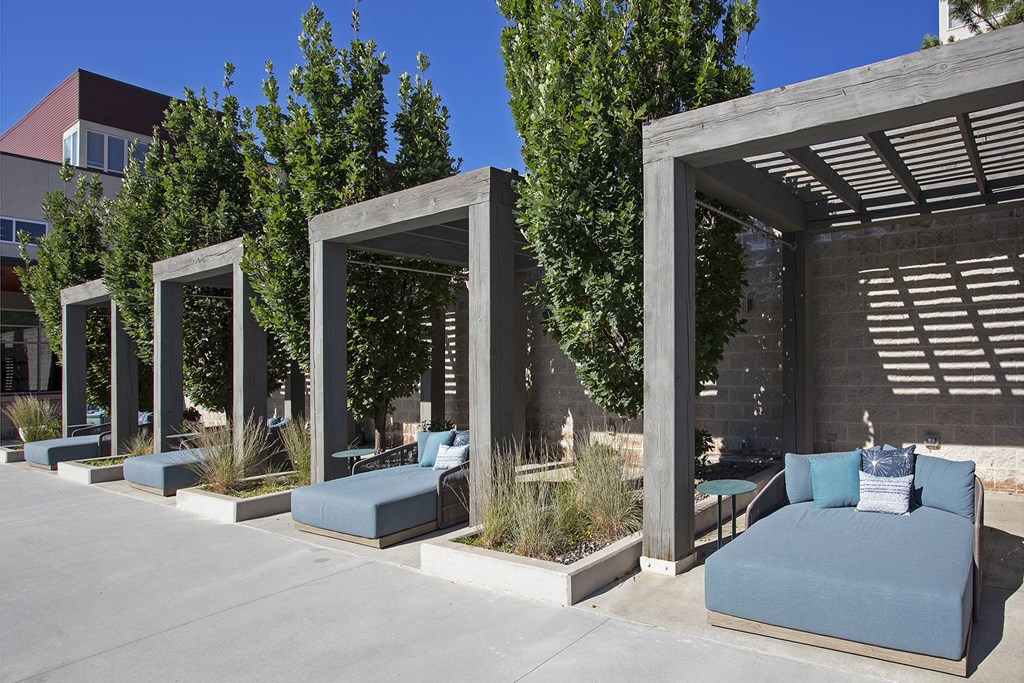 Pool furniture with cabanas