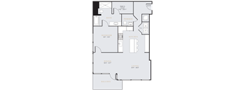 One bedroom one and a half bath apartment with open concept living and dining area