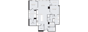2 bed 2 bath apartment with dual sink vanity and balcony