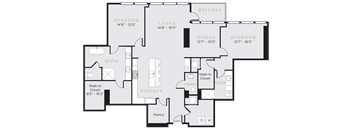 Dallas Penthouse with two beds and 2.5 baths and a balcony