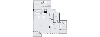 two bedroom two and a half bath penthouse in Dallas with floor to ceiling windows and open concept floor plan