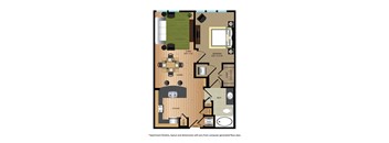 a floor plan of a unit with a bedroom and living room