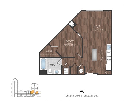 a floor plan of a 1 bedroom floor plan