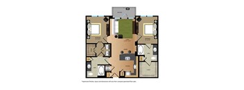a floor plan of a house with bedrooms and a living room