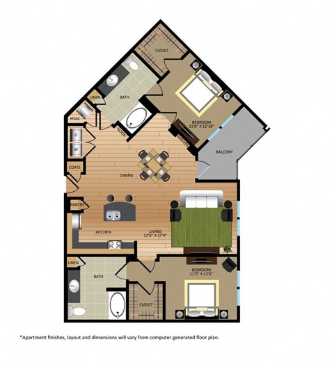 a floor plan of a bedroom apartment