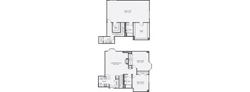 a floor plan of a house with two bedrooms and two bathrooms
