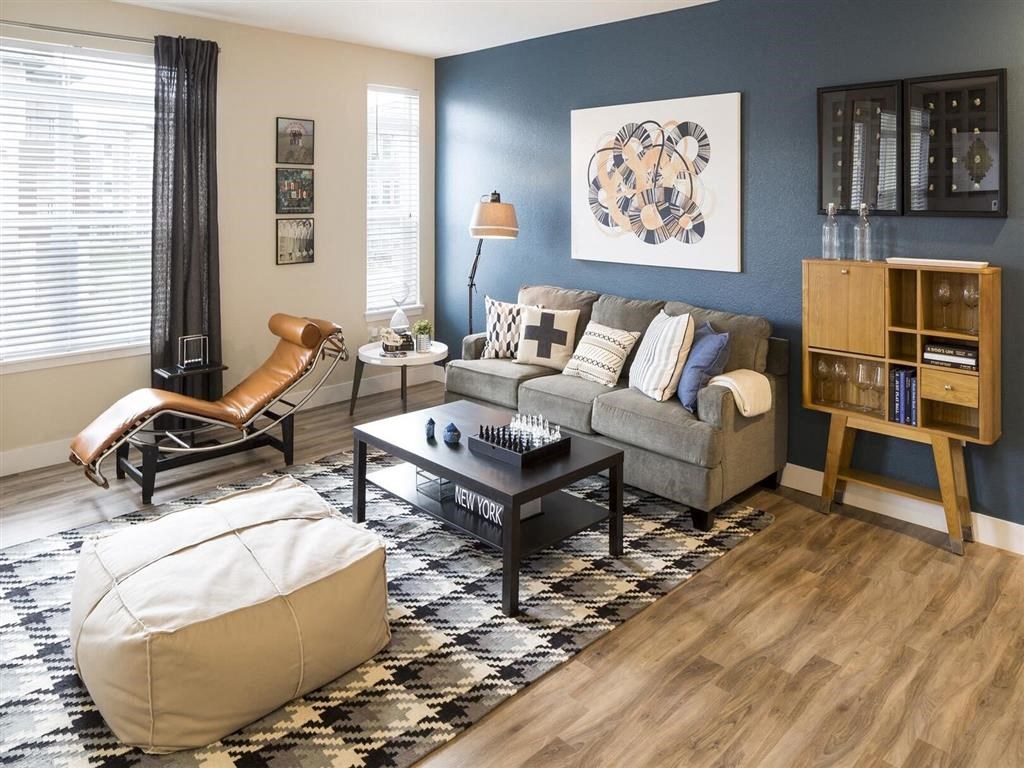 Living room with a couch at Pearl DTC, Denver, Colorado