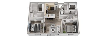 the living area of this apartment has a bedroom and a dining room