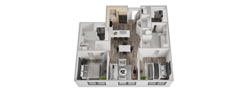 a 3 bedroom floor plan with a bathroom and a living room