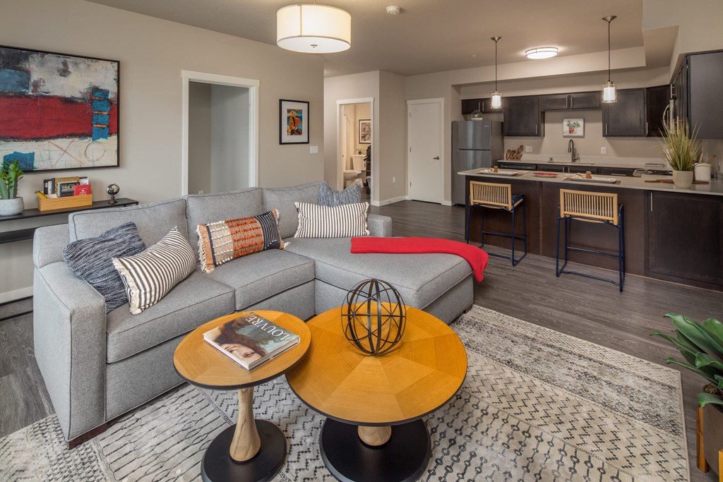 living room and kitchen