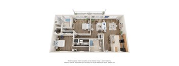 a 3d floor plan of a home with a bedroom and living room