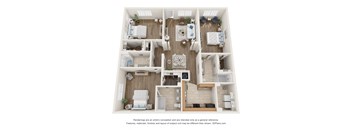 a 3d floor plan of a home with a bedroom and living room